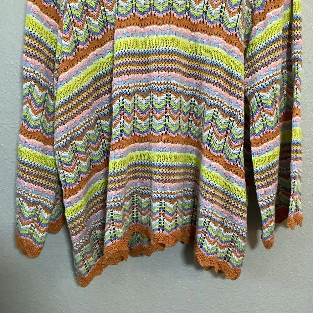 Jessica Simpson Multicolor Artsy Bohemian Hippie Boho Chic‎ Chevron Sweater 5X